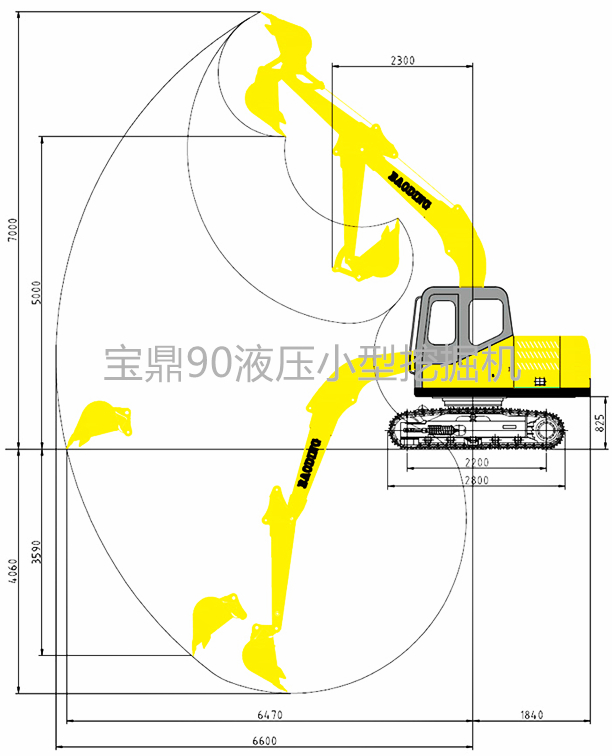 寶鼎液壓90履帶小型挖掘機產品參數圖 寶鼎液壓90履帶小型挖掘機產品參數圖